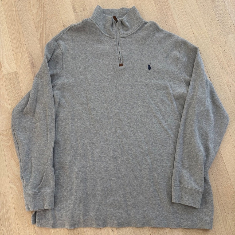 Polo Ralph Lauren Quarter Zip Pullover Mens XXL Gray Excellent Cotton Pique